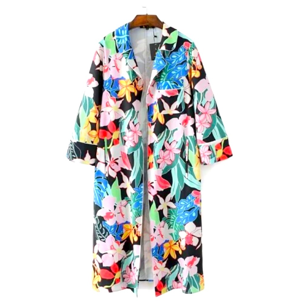 ZARA TROPICAL PRINT OVERSHIRT KIMONO Size S - Picture 4 of 10